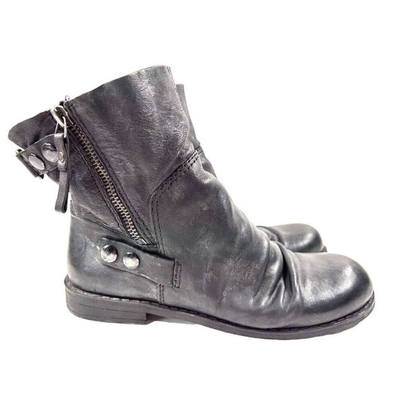 Nine West Maeble Black Leather Biker Ankle Boot Women's Size 6.5M - Picture 2 of 12